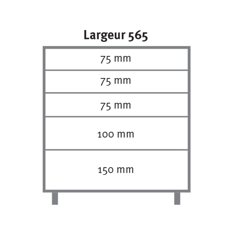 CAISSON SOUS ETABLI UNIWORKS 2 POIGNEES ET 4 ROUES - 5 TIROIRS